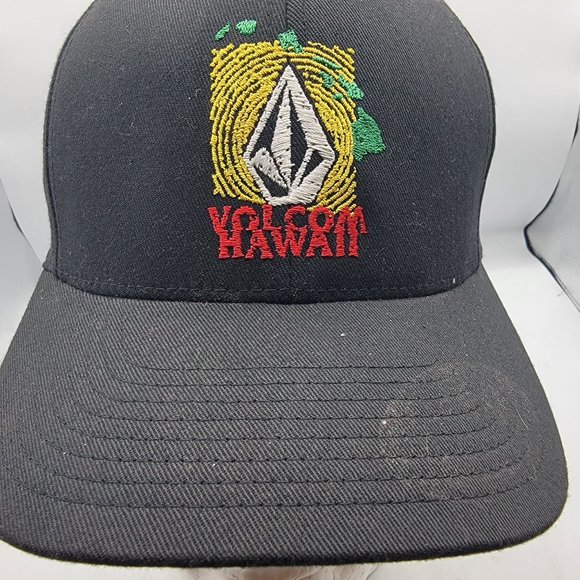 Volcom Hawaii Island Adults L-XL Logo Black on Black Snapback Hat Hawaiian - Picture 5 of 9